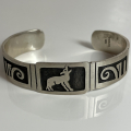 Wolf Armreif Overlay Sterlingsilber Navajo Indianerschmuck