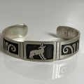 Wolf Armreif Overlay Sterlingsilber Navajo Indianerschmuck