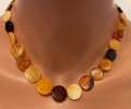 Natur Bernstein Kette bunte Scheiben