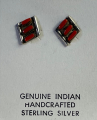 Koralle Ohrstecker Sterlingsilber Needlepoint Zuni Indianerschmuck