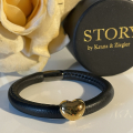 Story by Kranz & Ziegler Starter Leder Armband 18 cm mit Herz vergoldet Schwarz