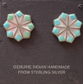 Trkis Perlmutt Blume Ohrstecker Zuni Handarbeit