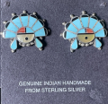 Sunface Trkis Ohrstecker Zuni Handarbeit