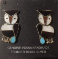 Eulen Ohrstecker Zuni Indianerschmuck