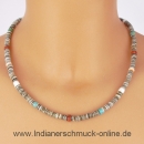 Muschelkette mit Trkis und Koralle Indianerschmuck