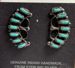 Trkis Ohrstecker Sterlingsilber Trkis Nadeln Zuni Indianerschmuck