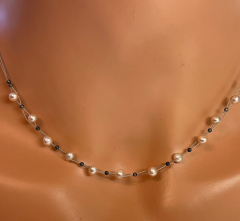 Kurzes Perlen Drahtcollier Perle Swasser Zuchtperle 41 cm lang