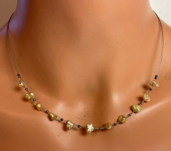 Schlichtes Perlendrahtcollier Perle Swasser Zuchtperle 44 cm lang