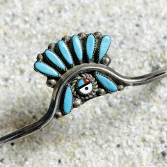 Trkis Armreif mit Sunface Zuni Indianerschmuck