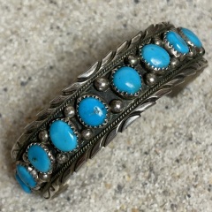 Trkis Armreif mit 14 Trkisen Navajo Handarbeit