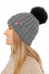 Alpaka Mtze BIANCA mit Bommel