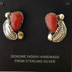 Koralle floraler Ohrstecker Navajo Handarbeit