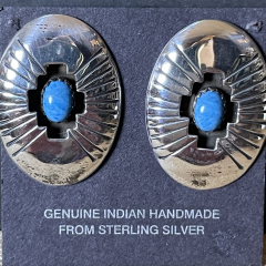 Concho Ohrstecker mit Denim Lapis Navajo Handarbeit