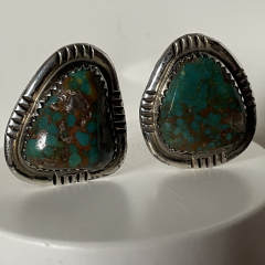 Trkis Ohrclip Navajo Handarbeit