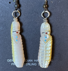 Carved Zuni Maiden Perlmutt Ohrhnger Zuni Handarbeit