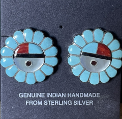 Sunface Sun God Trkis Inlay Ohrstecker Zuni Handarbeit