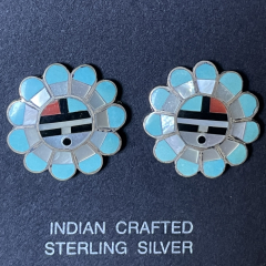 Sunface Sun God Multicolour Ohrstecker Zuni Handarbeit