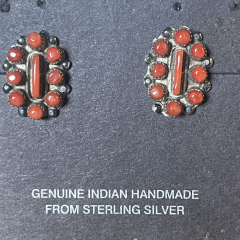 Koralle Petit Point Zuni Ohrstecker Zuni Handarbeit