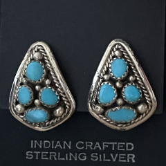 Trkis Cluster Ohrclip Navajo Handarbeit