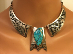 Hopi Overlay Collier mit Trkis Hopi Indianerschmuck