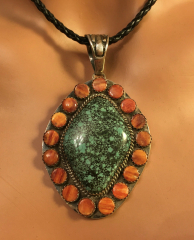 Trkis Anhnger mit Spiny Oyster Navajo Indianerschmuck